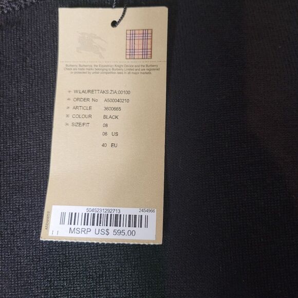 Vintage Burberry Women's Size S Black Knit Blend Long Sleeve Mini Dress Rare - Picture 8 of 16